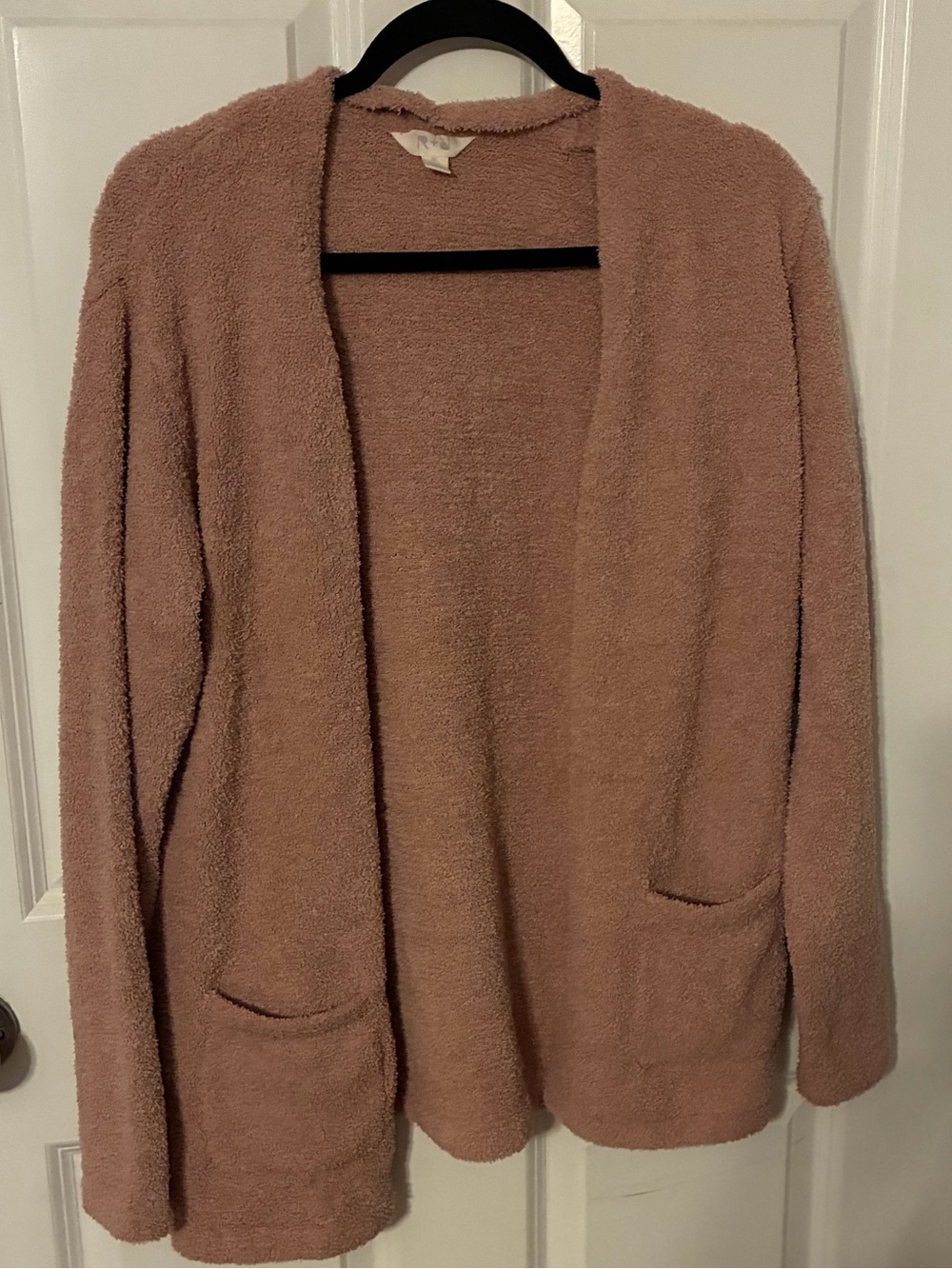 Open-Front Plush Women's Cardigan Sweater - Dusty Rose